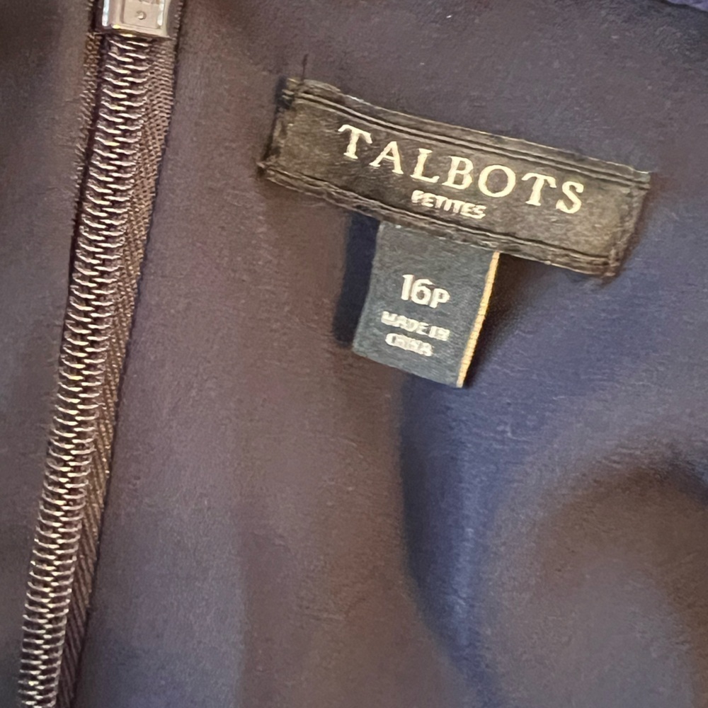 Talbots Elegant Navy Blue Floral Dress 16P - Picture 4 of 7